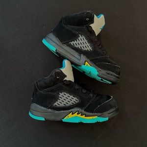Jordan 5 Retro​ "Black/Aquatone/Taxi" Baby/Toddler 5C